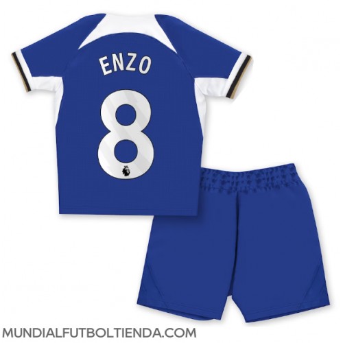 Camiseta Chelsea Enzo Fernandez #8 Primera Equipación Replica 2023-24 para niños mangas cortas (+ Pantalones cortos)